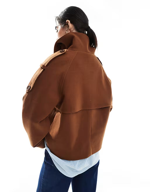 Veloura | Short Coat with High Collar & Double Buttons